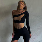Damen asymmetrisches Cut-Out Shirt R&B