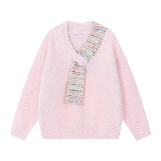 Damen Kuscheliger Pullover mit innovativem Schal-Detail R&B