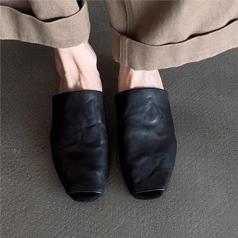Damen Offene Mules aus weichem Leder R&B