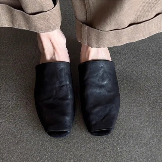 Damen Offene Mules aus weichem Leder R&B