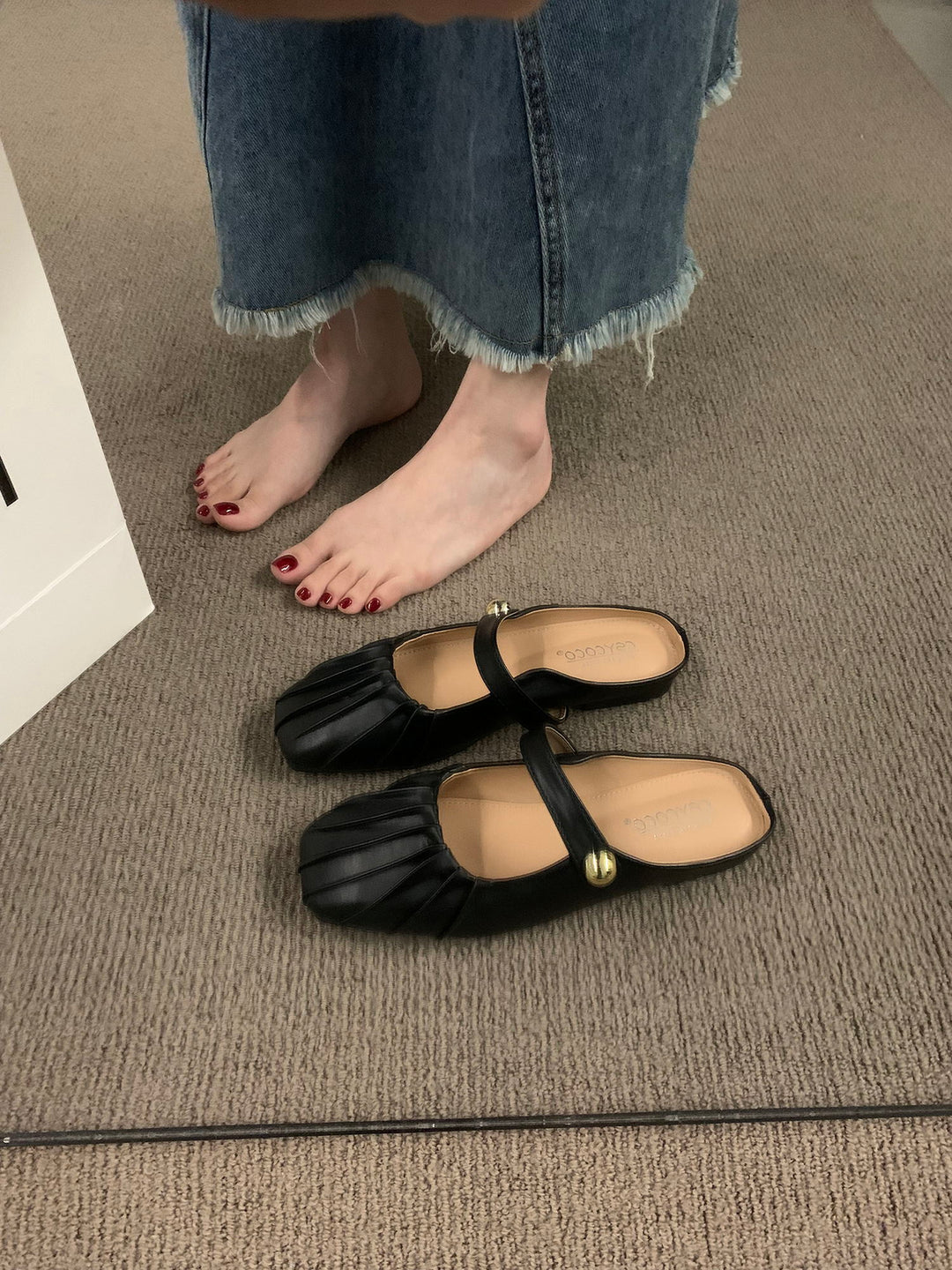 Damen elegante Ballerinas mit modischem Rüschendesign R&B