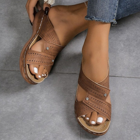 Damen Komfortable Riemchen-Sandalen mit atmungsaktiver Oberflächenstruktur R&B