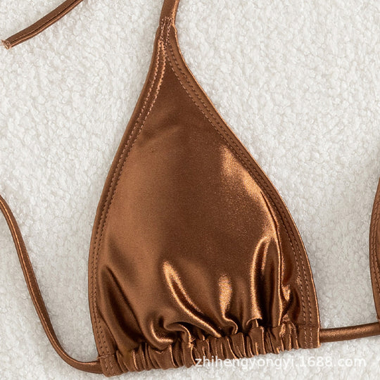 Damen Triangel-Bikini mit hochwertigem Glanzmaterial und verstellbaren Seitenschnüren R&B