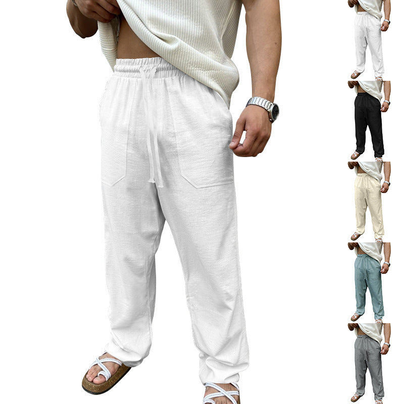 Herren Bequeme Leinenfreizeithose mit elastischem Bund und praktischen Seitentaschen R&B