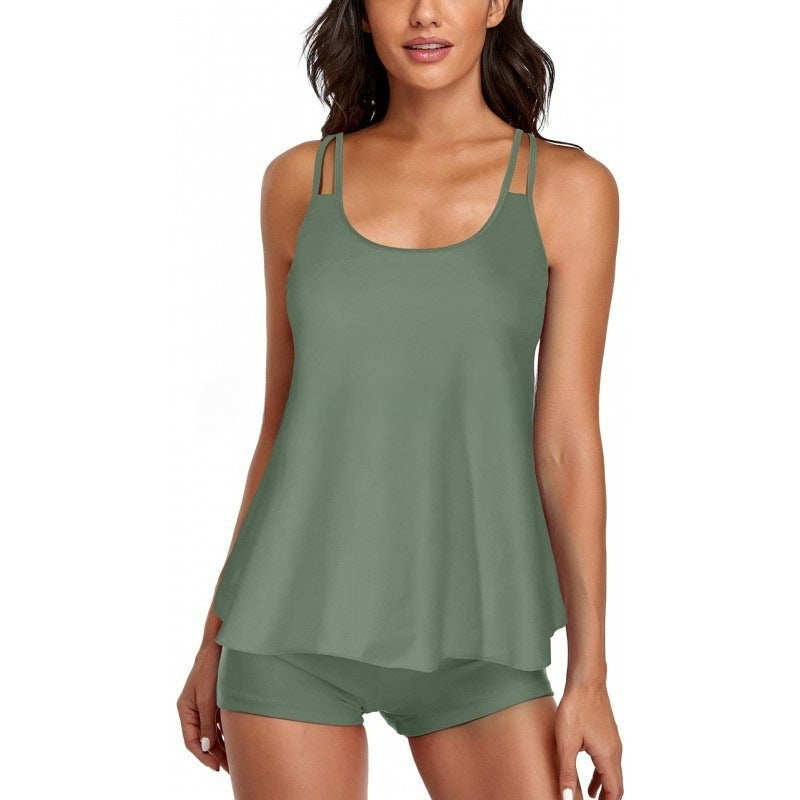 Damen Sportliches Tankini-Set mit bequemem Shorts und verstellbaren Trägern R&B