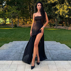 Damen Elegantes Maxikleid mit asymmetrischem Schnitt und verführerischem Schlitz