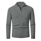 Herren nan Feinstrick-Halbzip-Pullover mit strukturierter Wellenoptik und Stehkragen R&B