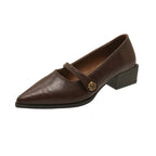 Damen elegante Mary Jane Pumps mit modischem Blockabsatz und dekorativer Schnalle R&B