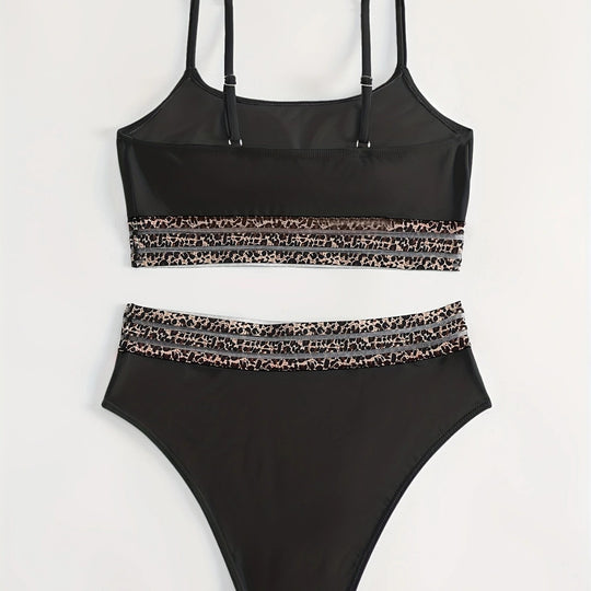Damen Bikini-Set mit modischem Crop-Top und hoch taillierten Shorts R&B
