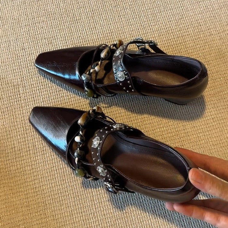 Damen stilvolle Ballerinas mit dekorativer Schnallenverzierung R&B