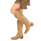 Damen elegante Cowboy-Stiefel mit modischem Schnitt und robustem Blockabsatz R&B