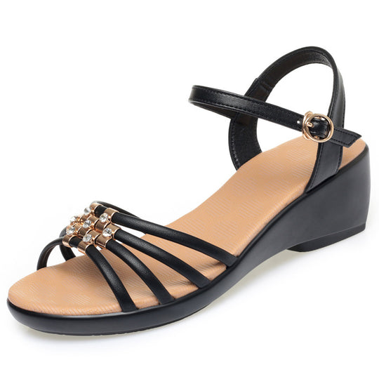 Damen Wedgesandaletten mit verziertem Riemendesign und komfortabler Sohle R&B