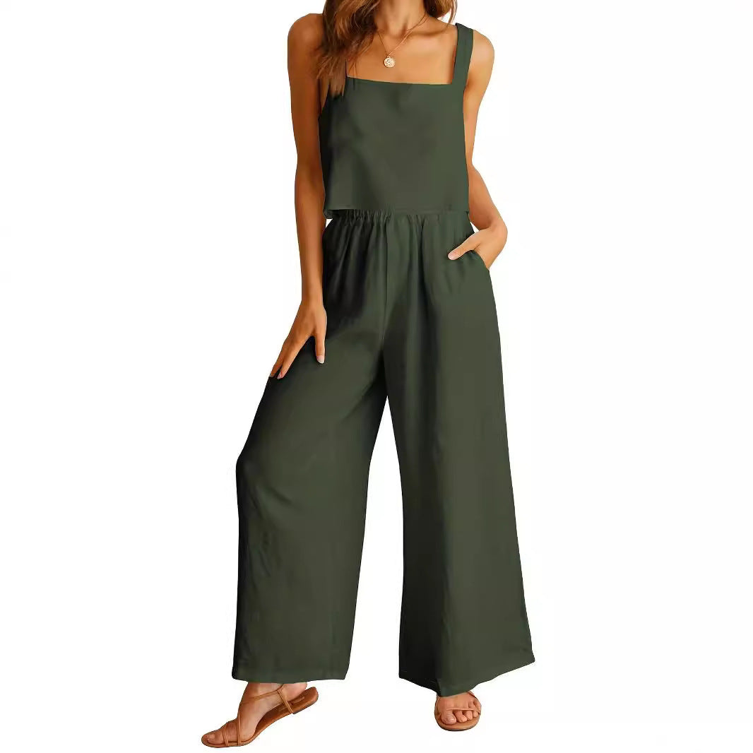 Damen Weit geschnittener Jumpsuit mit modischem Oberteil und praktischen Taschen R&B