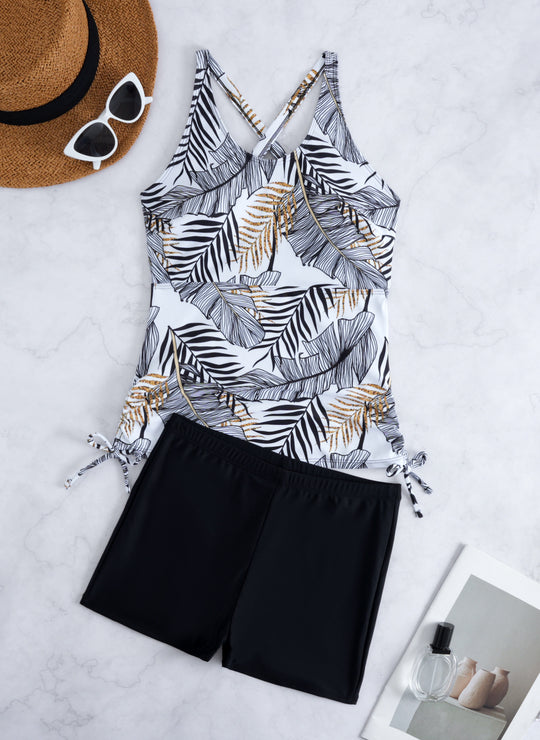 Damen Schwimm-Set mit verstellbaren Trägern und lässiger Hose R&B