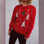 Damen weihnachtlicher Pullover mit festlichem Baumdesign und flauschigem Material R&B