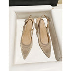 Damen elegante Slingback-Pumps mit funkelndem Netzdesign R&B