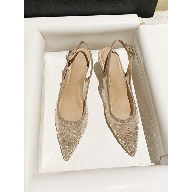 Damen elegante Slingback-Pumps mit funkelndem Netzdesign R&B