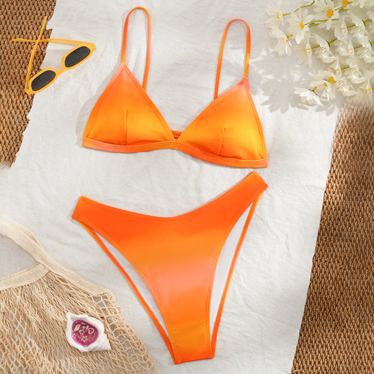 Damen Bikini-Set mit verspieltem Farbmuster und verstellbaren Bändern R&B