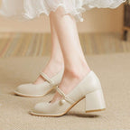 Damen Modische Mary-Jane High Heels mit eleganter Perlen-Details R&B