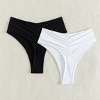 Damen Hochtaillierte Bikini-Hose mit elegantem Rüschendesign R&B