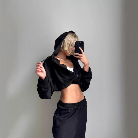 Damen lässige und stylische Freizeit-Hoodie-Set R&B