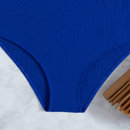 Damen Einteiler Badeanzug mit floralem Rüschendesign