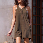 Damen Einteiliger Jumpsuit mit tiefem V-Ausschnitt und praktischen Taschen R&B