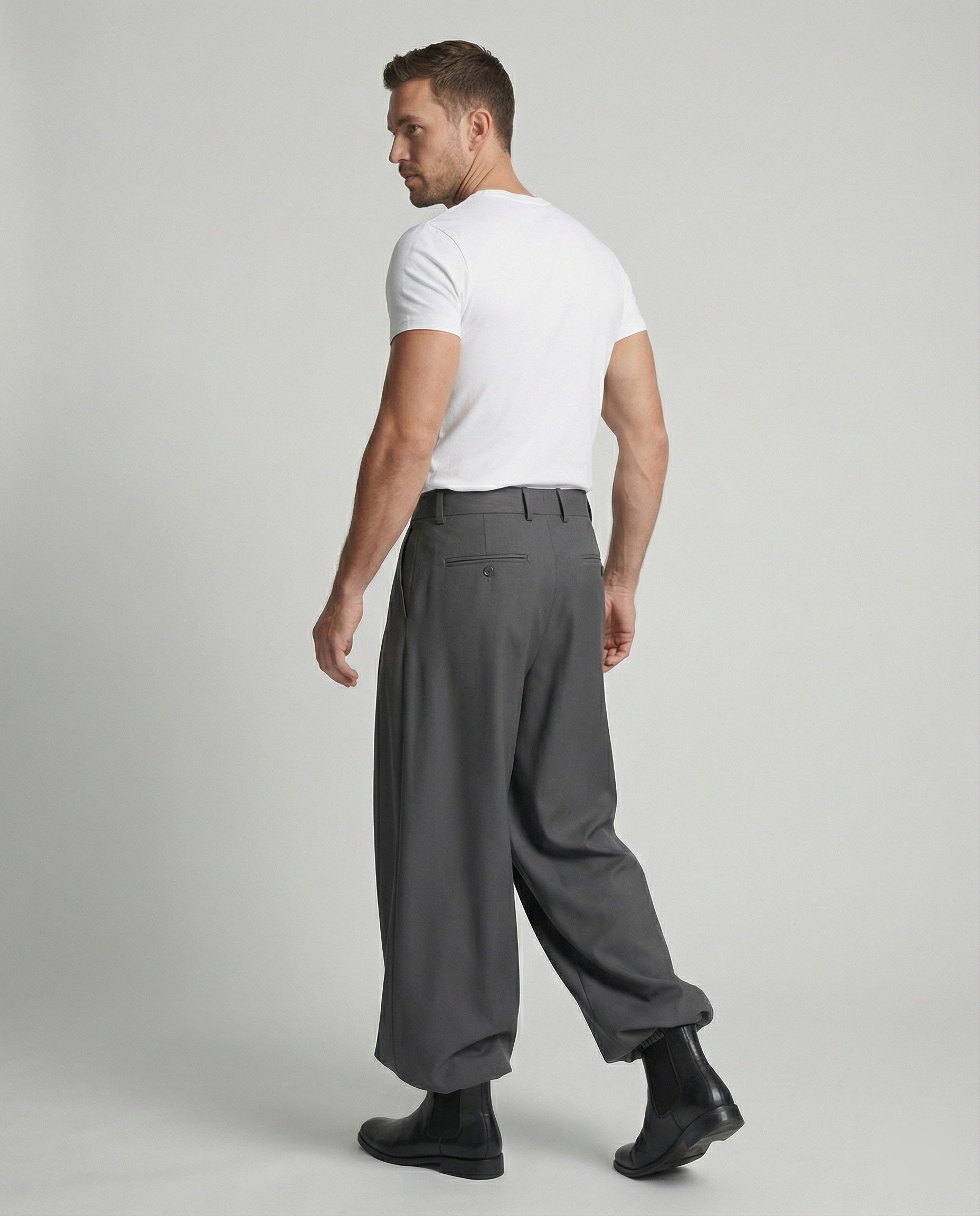 Lockere Oversize Herren Stoffhose Casual Streetwear Weites Bein Unisex