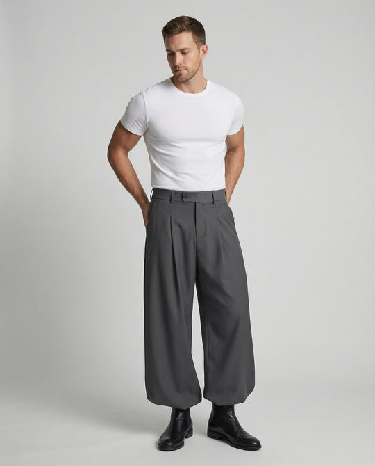 Lockere Oversize Herren Stoffhose Casual Streetwear Weites Bein Unisex
