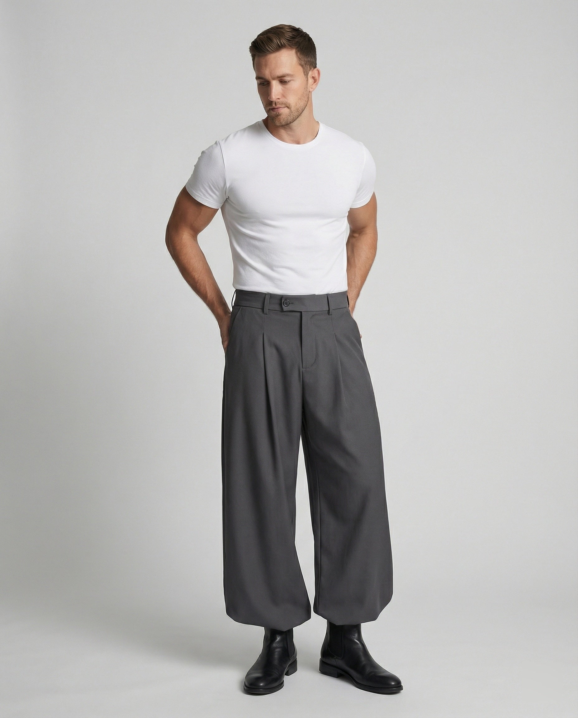 Retro Lockere Weite Stoffhose für Herren und Damen im Trend