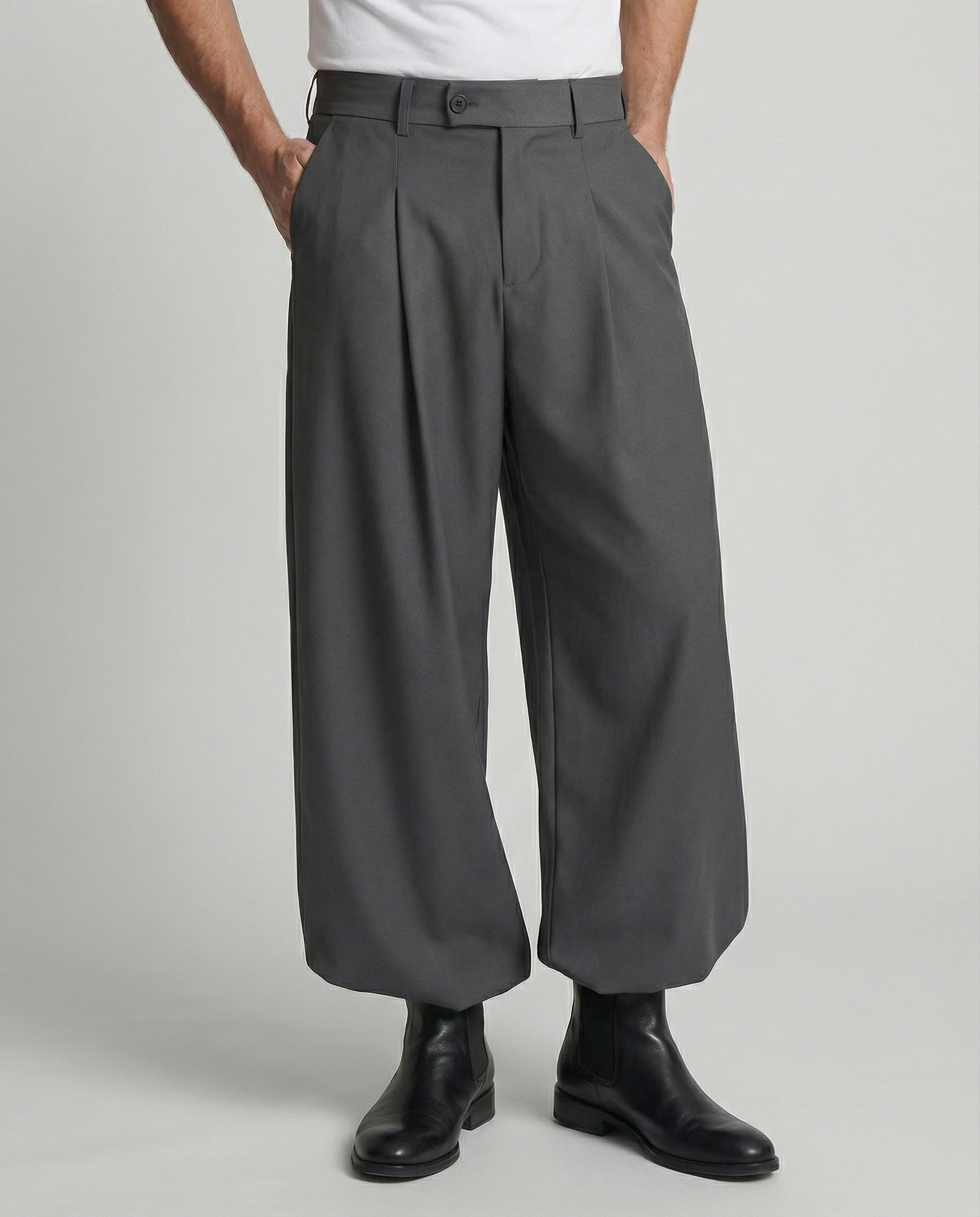 Lockere Oversize Herren Stoffhose Casual Streetwear Weites Bein Unisex
