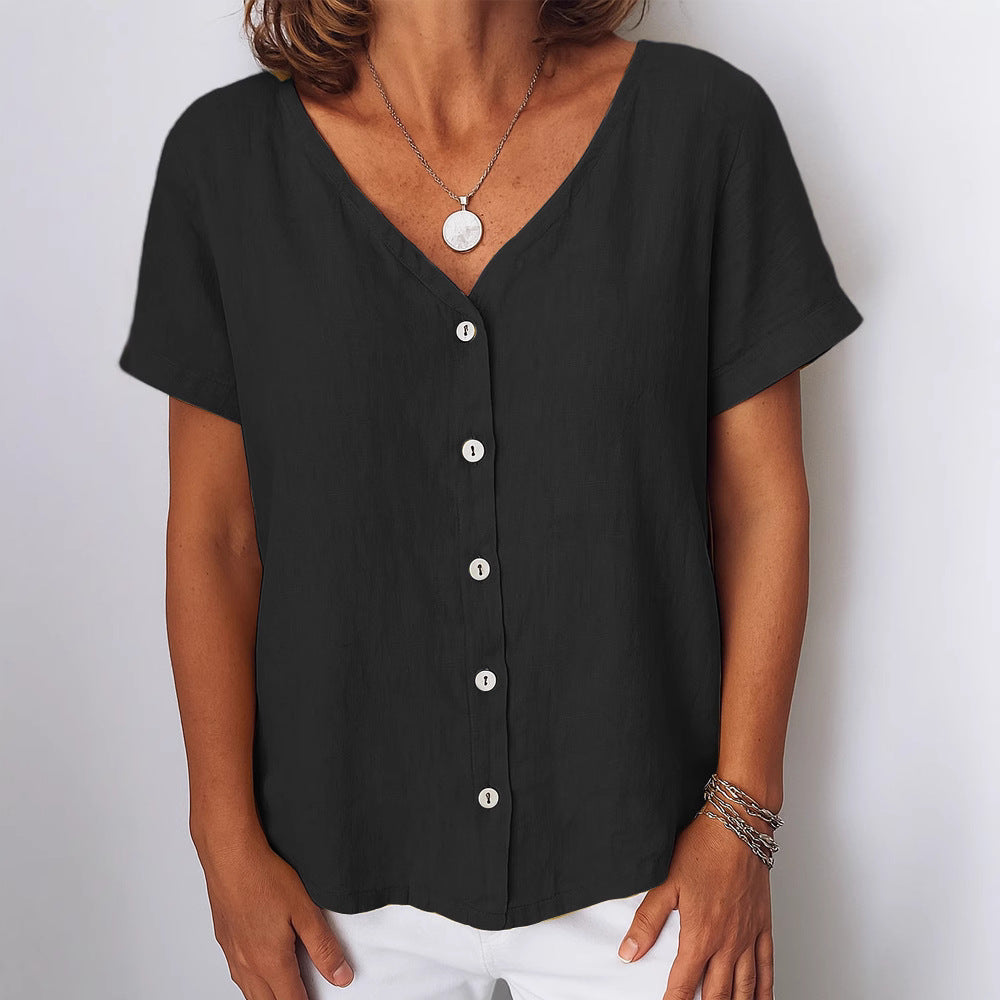 Damen Leinenbluse mit Knopfdetails R&B