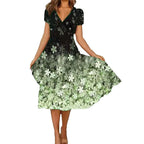 Damen A-Linie Sommerkleid mit V-Ausschnitt und floralen Akzenten R&B