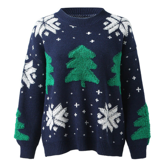 Damen Strickpullover mit festlichem Weihnachtsmotiv und aufgearbeitetem Design R&B