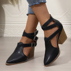 Damen elegante High-Top Stiefeletten mit verstellbarem Riemendesign R&B
