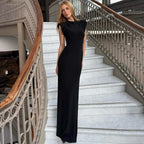 Damen Elegantes und figurbetontes Maxikleid mit Puffärmeln R&B