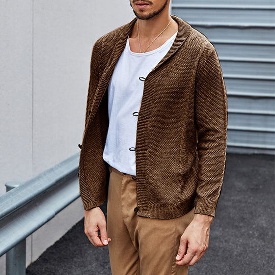 Herren lässiger Strickcardigan mit raffinierter Struktur und offenem Schnitt R&B
