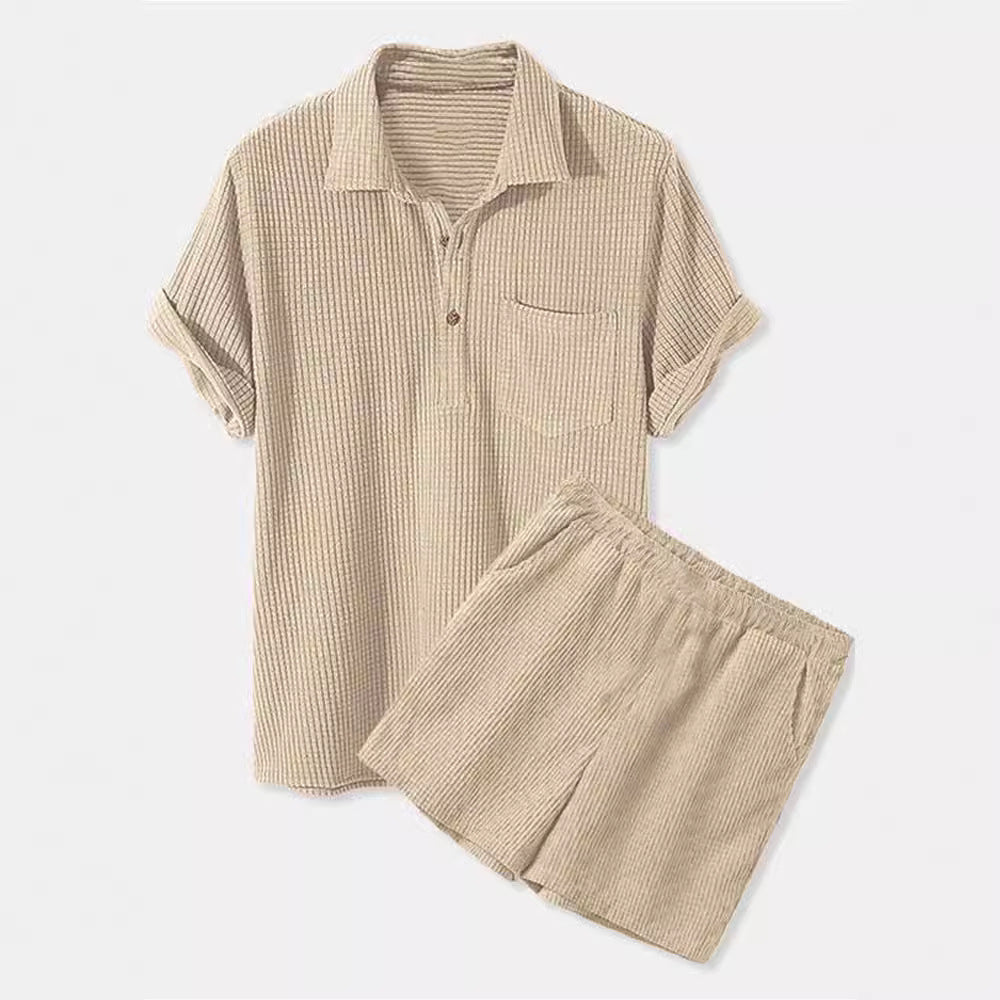 Damen Sonnen-Pyjama Set mit kurzem Shirt und Hose R&B