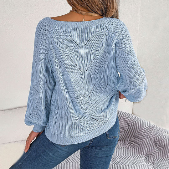 R&B | Bequemer Einfarbiger Strickpullover Für Freizeit