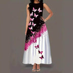Damen Maxikleid mit elegantem Schmetterlingsdesign und praktischen Taschen R&B