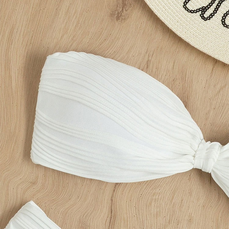 Damen Bandeau-Bikini mit modischer Raffung und hoch geschnittenem Slip R&B