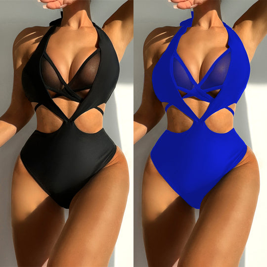 Damen Einteiler Badeanzug mit raffinierten Cut-Out-Details R&B