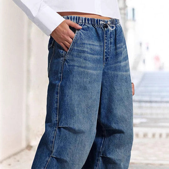 Damen Weit geschnittene Jeanshose mit elastischem Bund R&B