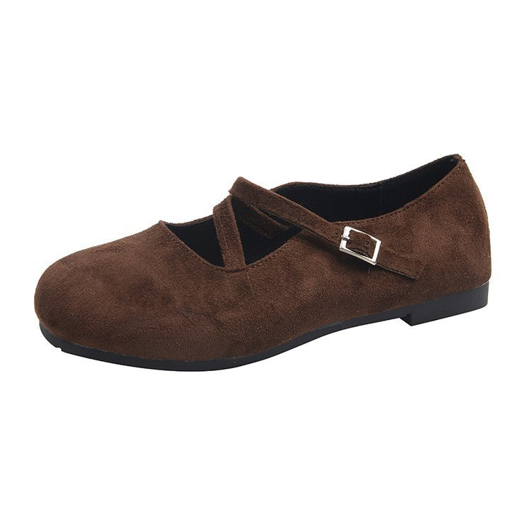 Damen Bequeme Ballerinas mit Querriemen und Schnallenakzent R&B