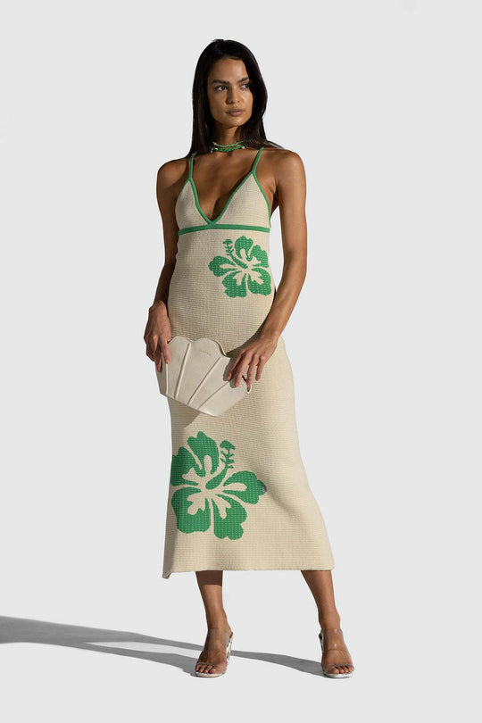 Damen Maxikleid mit raffiniertem Häkelmuster und floralen Akzenten R&B