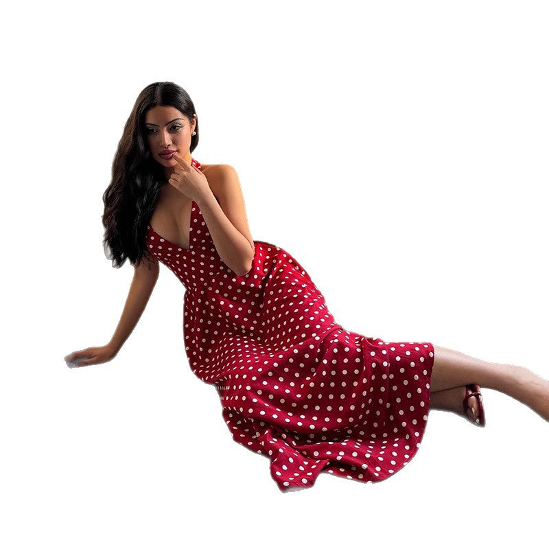 Damen Maxikleid mit Halterneck und punktemuster R&B