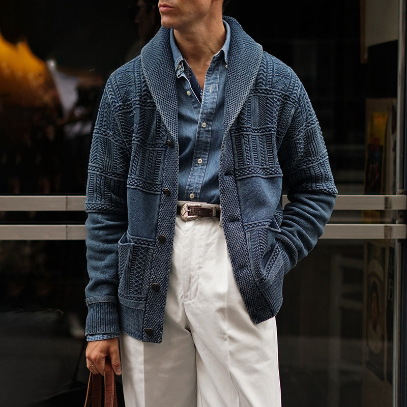 Herren Strickjacke mit innovativem Muster und großen Taschen