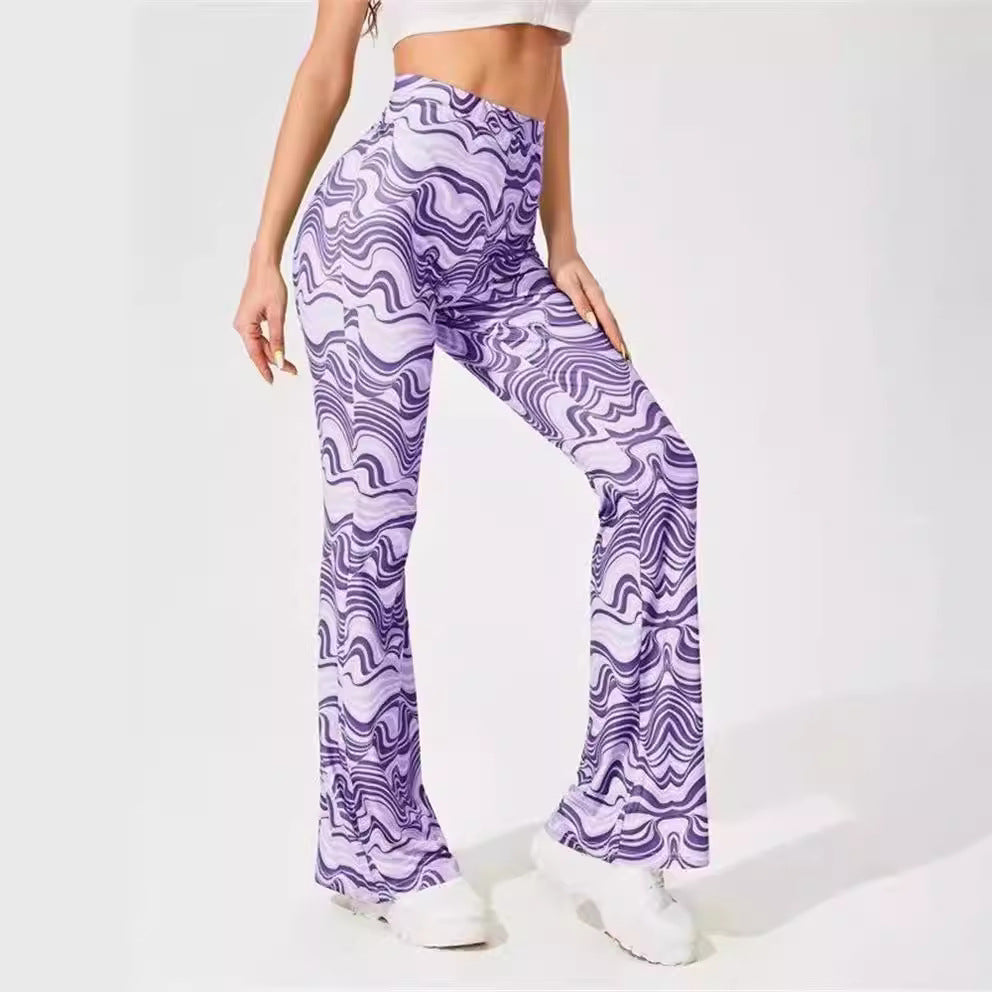 Damen hoch taillierte Hosen im modernen Wellenmuster R&B