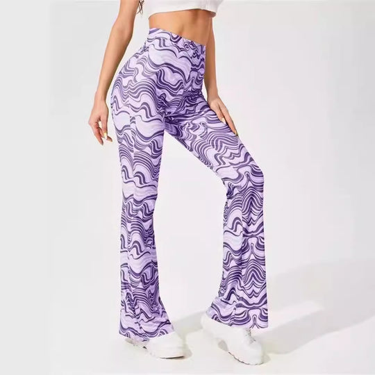 Damen hoch taillierte Hosen im modernen Wellenmuster R&B