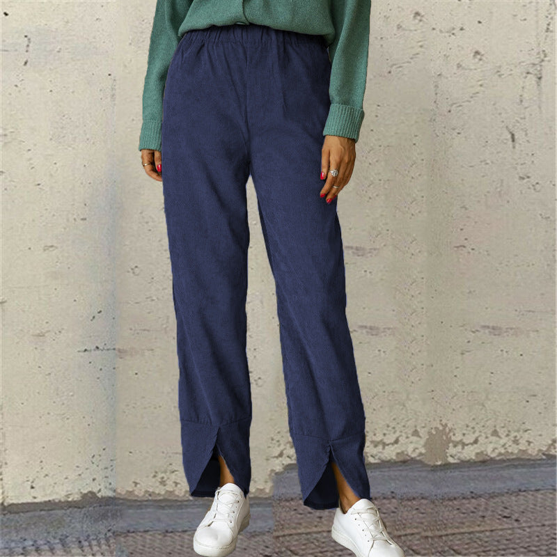 Damen Modische und bequeme Bundhose mit seitlichen Schlitzdetails R&B